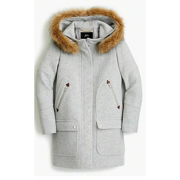 J. Crew Italian Stadium Cloth Nello Gori Parka Heather Gray Womens Jacket 8 8P - Picture 3 of 13
